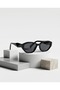 Stella Black Cat Eye Polarized Glass Red Geometric Cut Handle Detailed Acetate Metal Hinged Sunglasses - 4