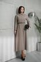 Women's Mink Shirt Collar Belted Modal Long Dress - 2