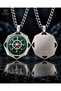 Stainless Steel Silver Color Natural Malachite Stone Sailor Sea Themed Nautical Helm Pendant - 5