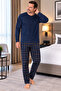 Men's Interlock Comfortable Fit Plaid Round Neck Cotton Pajama Set 6860 - 2