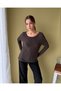 Boat Neck Loose Cut Long Sleeve Thin Knitwear Sweater Aw26Kz00067 - 3