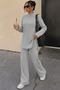 Women's High Collar Side Slit Blouse-Pants Set - 2
