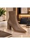 Women's Pointed Toe Side Zipper Thick Heel Boots - 4