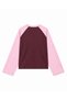 Women's Double Color Raglan Sleeve Crew Neck Long Sleeve Oversize Sweatshirt 3Iplik Without Thread - Pink Plum - 6