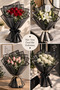 Black Edged Flower Bouquet Packaging 57X57 cm Set of 4 Matte Transparent Flower Wrapping Paper - 5
