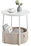 Side Table, Round End Table with Fabric Basket, Spacious, for Living Room Bedroom, Bedside T
