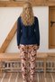 Navy Blue Patterned Embroidered Viscose Knitted Pajama Set 26224640 - 3