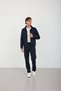 Navy Blue Men's Zippered Snap Fastener Tracksuit Set - 2