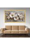 Elegant White and Gold Flowers Canvas Print, 3D Floral Wall Art, Luxury Botanical Canvas, Modern Home Decoration, Ready to Hang Artwork 60x120 Gallery Wrapped - 4