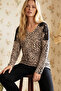 Leopard Patterned Lace Viscose Knitted Pajama Set 26224641