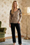 Leopard Patterned Lace Viscose Knitted Pajama Set 26224641 - 2