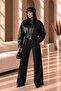 Women's Oversized Stand Collar Pocket Zipper Short Epaulet Leather Bomber Jacket - 8