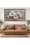 Elegant White and Gold Flowers Canvas Print, 3D Floral Wall Art, Luxury Botanical Canvas, Modern Home Decoration, Ready to Hang Artwork 60x120 Gallery Wrapped - 2