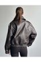 Women's Oversized Epaulet Double-Breasted Zippered Biker Leather Jacket - 4