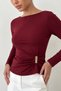 Burgundy - Women's Buckle-Strap Blouse