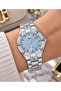 Women's Wristwatch Silver Color Blue Dial Zircon Stone Casual and Stylish Combination Gift Boxed - 3