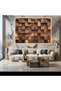 Rustic Wooden Blocks Canvas Print Wall Art, 3D Geometric Abstract Wood Decor 60x120 Gallery Wrapped - 2