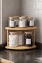 2-Tier Wooden Stand Organizer Set of 8 - Set of 5 300 ml Spice Jars Set of 3 800 ml Jars Glass Jars Spice Storage Container with White Labels