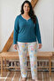 Green Patterned Buttoned Large Size Oversized Viscose Knitted Pajama Set 26224802 - 2