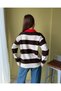 Heart Embroidery Detailed Polo Collar Striped Oversize Knitwear Sweater Aw26Kz00071 - 4