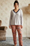 Gray Patterned Large Size Oversized Viscose Knitted Pajama Set 26224821 - 2