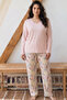 Salmon Patterned Buttoned Large Size Oversized Viscose Knitted Pajama Set 26224803 - 2