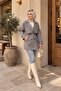 Women's Double-Breasted Collar Lined Belted Double Button Short Trench Coat Sb0055 - 2