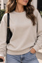 Women's Beige Sweat Modal Fabric Oversize Basic Crew Neck Sweatshirt - 4