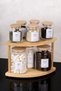 2-Tier Wooden Stand Organizer Set of 8 - Set of 5 300 ml Spice Jars Set of 3 800 ml Jars Glass Jars Spice Storage Container with White Labels - 4
