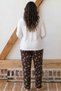 Ecru Patterned Large Size Oversized Viscose Knitted Pajama Set 26224814 - 3