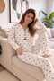 Women's Pajama Set with Polka Dots and Bow Detail - 3