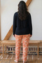Navy Blue Patterned Embroidered Large Size Oversized Viscose Knitted Pajama Set 26224832 - 3