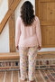 Salmon Patterned Buttoned Large Size Oversized Viscose Knitted Pajama Set 26224803 - 3