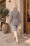 Women's Double-Breasted Collar Lined Belted Double Button Short Trench Coat Sb0055 - 4