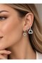 Brass Zircon Stone Heart Model Silver Color 3-Piece Double Women's Earring Set - 2