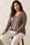 Mink Patterned Large Size Oversized Viscose Knitted Pajama Set 26224813
