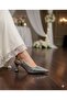 (Ayem) Women's Closed-Toe Heeled Shoes with Drop Stone Detail Platinum - 2