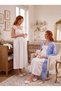 New Season Ecru Blue Patterned Design with Easy Breastfeeding Feature, Lace Detailed Wide Straps, 100% Cotton Maternity Nightgown Set - 4