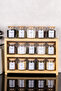 3-Tier Wooden Stand with 15 Spice Jars Set, 300 ml Glass Jars with White Labels, Spice Storage Container Organizer - 4