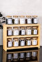 3-Tier Wooden Stand with 15 Spice Jars Set, 300 ml Glass Jars with White Labels, Spice Storage Container Organizer - 2
