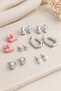 6 Pairs Earrings Set Flower Heart Earrings - 2