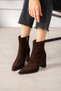Lilian Women's Genuine Leather Suede Brown Pointed Boots
