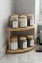 10-Piece Spice Rack Organizer Set with 2-Tier Wooden Stand - 300ml Spice Jar Set Glass Jars Spice Rack Storage Container with White Labels - 2