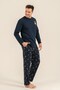 Men's Long Sleeve Pajama Set Navy Blue - 4