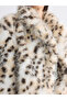 Ecru Leopard Patterned Women's Fur Coat - 4