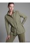Vizyon New Season Green Belted Striped Women's Shirt