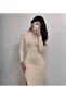 Women's Ribbed Knitwear Midi Dress Long Sleeve Crew Neck Slit - 2