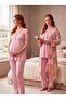 New Season Powder Patterned Special Design Lace Detailed Summer 100% Maternity Pajama Set with Breastfeeding Feature - 2
