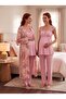 New Season Powder Patterned Special Design Lace Detailed Summer 100% Maternity Pajama Set with Breastfeeding Feature
