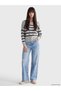 Vizyon New Season Gray Boat Neck Striped Women's Knitwear Sweater - 2